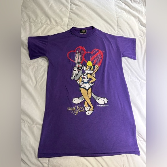 Vintage Looney Tunes Space Jam Purple T-Shirt Bugs Bunny and Lola, size M? - Picture 1 of 5